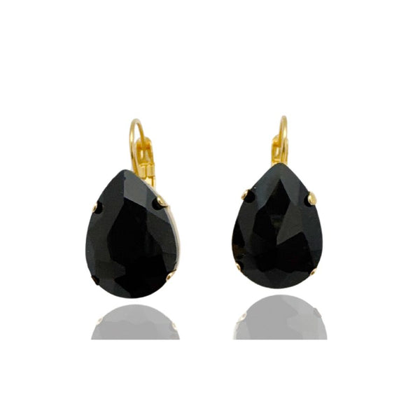 LIV BLACK EARRINGS |עגילים בציפוי זהב וקריסטלים